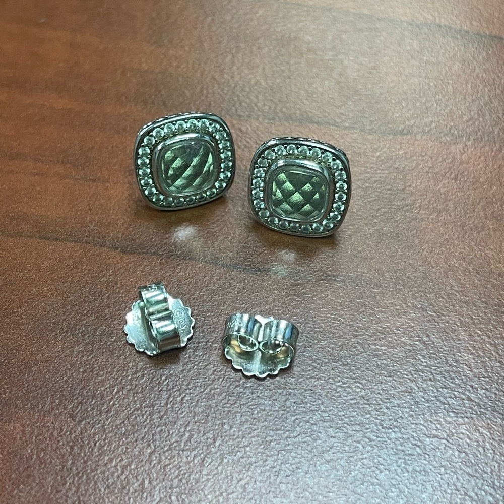 Diamond Stud Earrings Topaz Unique Button Shape David Yurman